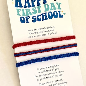 First Day of School Family Matching Bracelets, Back to School Gift, Dinosaur card