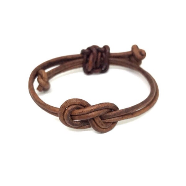 Simple Bracelet, Leather Bracelet, Celtic Knot, Nautical Knot, His and Hers