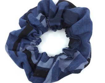 Blue Camo Scrunchie Fitness Blue Hair Accesories Gift for Her