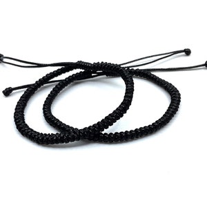 Couples Bracelets, Black Macrame Bracelets, His and Hers