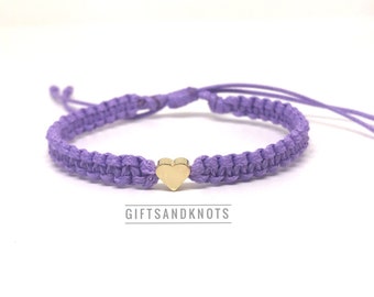 Friendship Purple cord 2 Silver spiral Beads @ ea WSilver Square WCZ in Cntr. Bracelet end