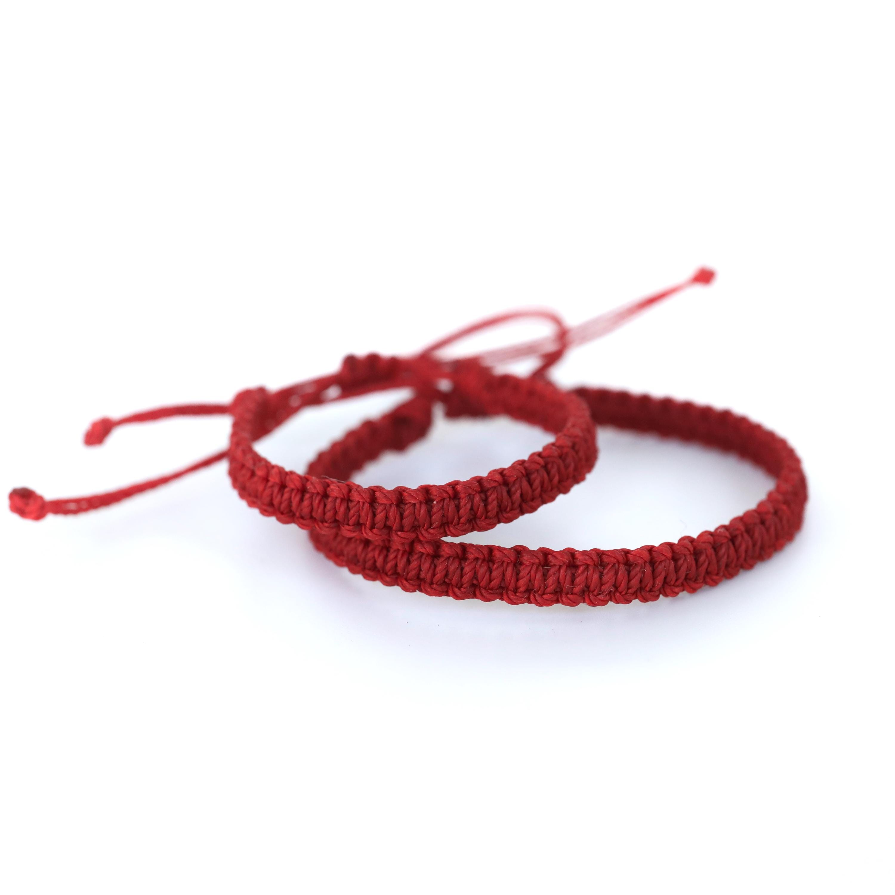Matching Red Bracelet Set for Parent and Child - Adjustable Jewelry for Families - Perfect Gift for Kids and Adults