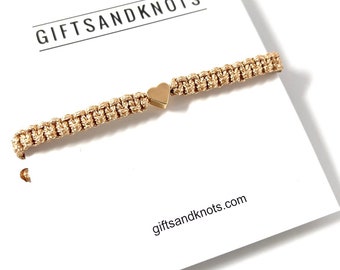Gold Plated Heart Bracelet Gold Rope