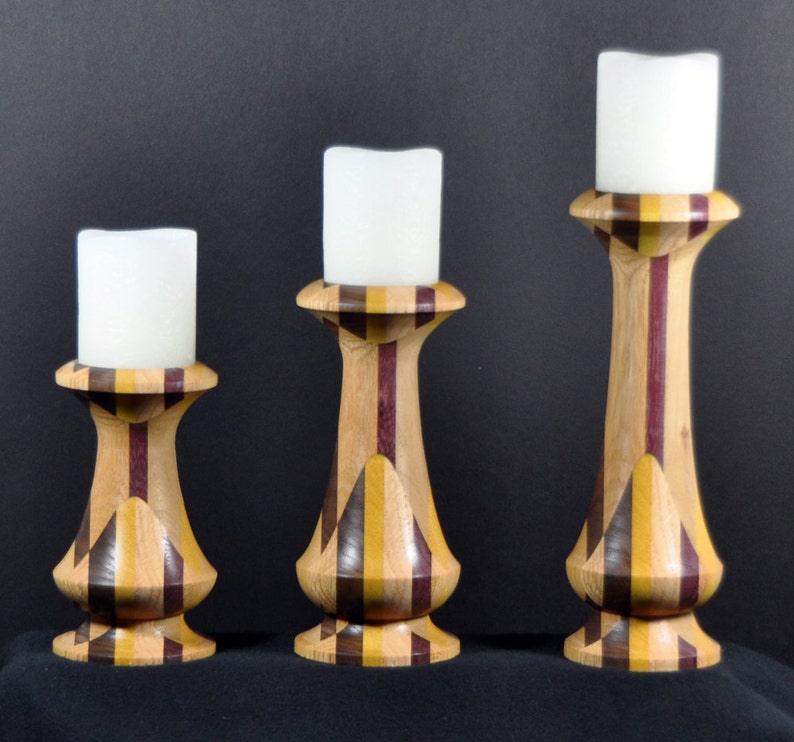 Multiwood Candle Holder Individual or Set of 3 Etsy