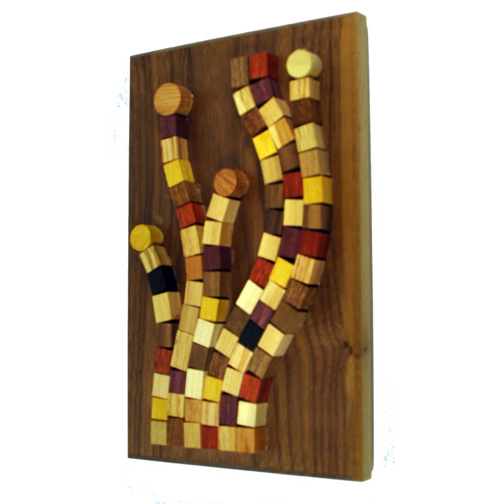 Wood Mosaic Wall Decor Etsy