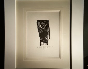 ORIGINAL FACE LINOCUT - linoleum blockprint - handprinted