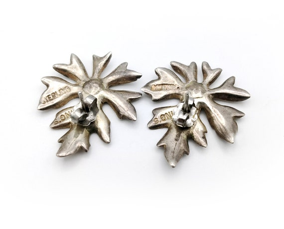 Vintage Ming's Sterling Silver Papaya Leaf Earrin… - image 4