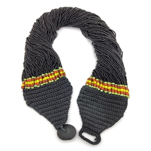 Early 1900s Black Naga Handmade Beaded 90 Strand Necklace