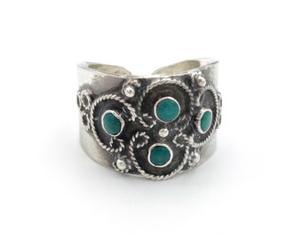 Vintage Turquoise and Sterling Silver Ring Stamped Hecho En Mexico Size 9.5