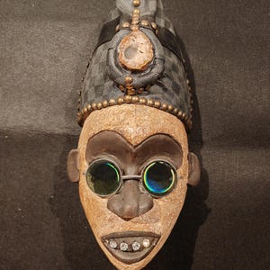 African Mask Reimagined - Handmade by artist one-of-a-kind jewelled mask