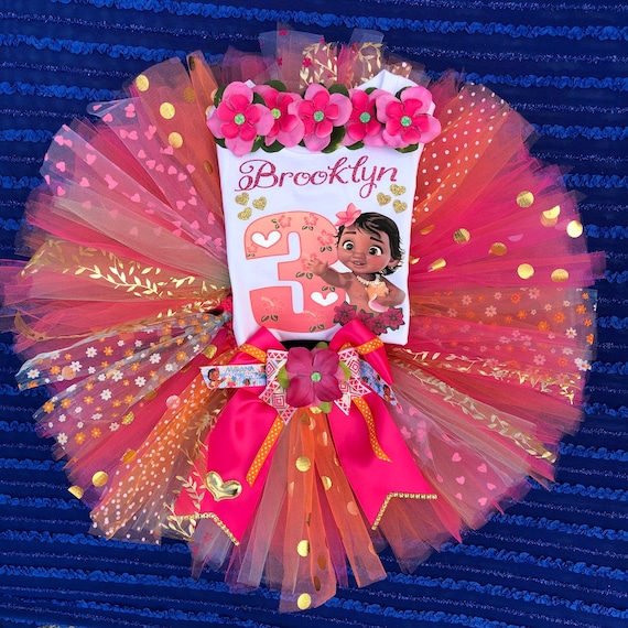 Baby Hawaiian Girl Moana Toddler Inspired Tutu Gold Orange Etsy