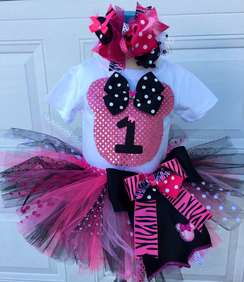 Baby Girl Minnie Mouse Tutu Black White Hot Pink. Etsy