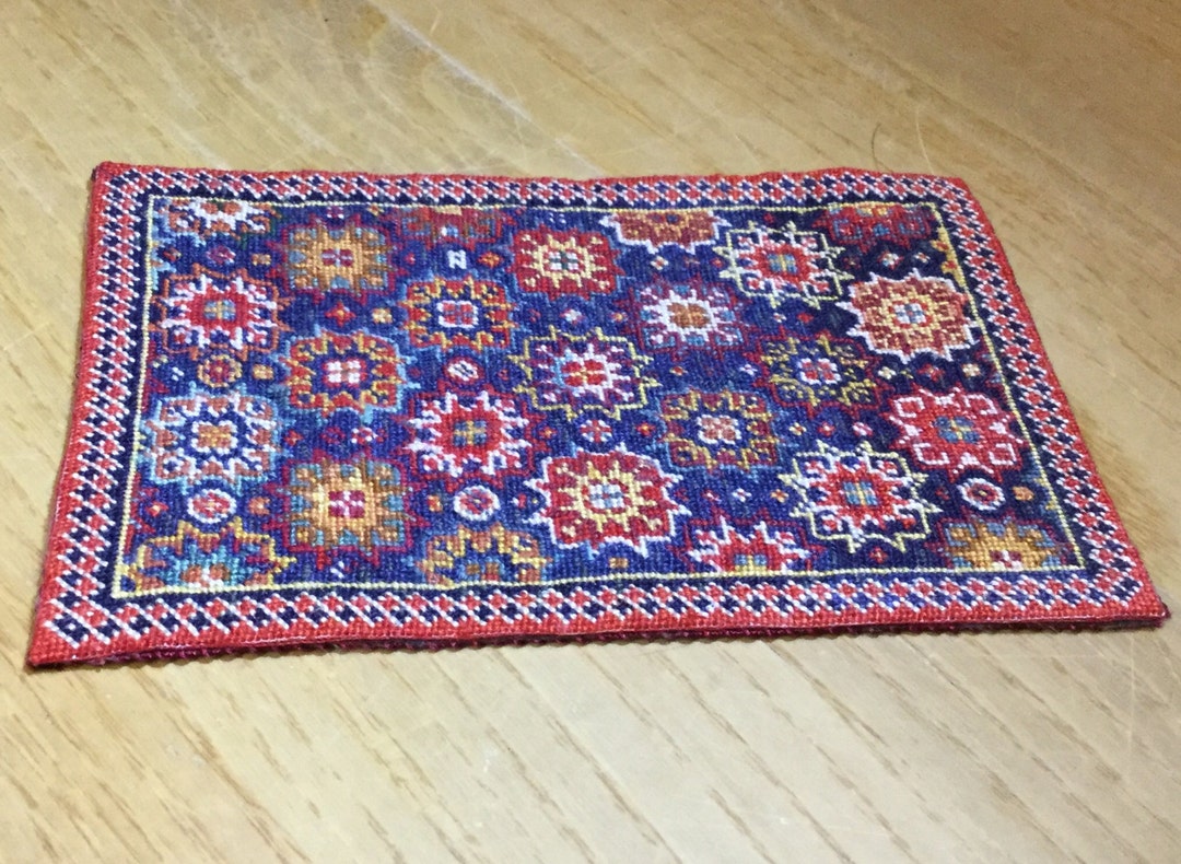 Hand Crafted Miniature Rugs Miniature Rug for Dollhouse, Embroidered With a Small Stitch on Silk ...