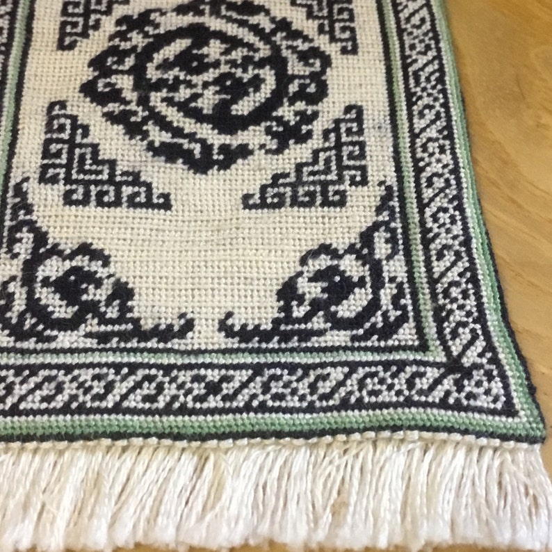 Miniature Dollhouse Rug Embroidered in Small Dot on Silk Etsy UK