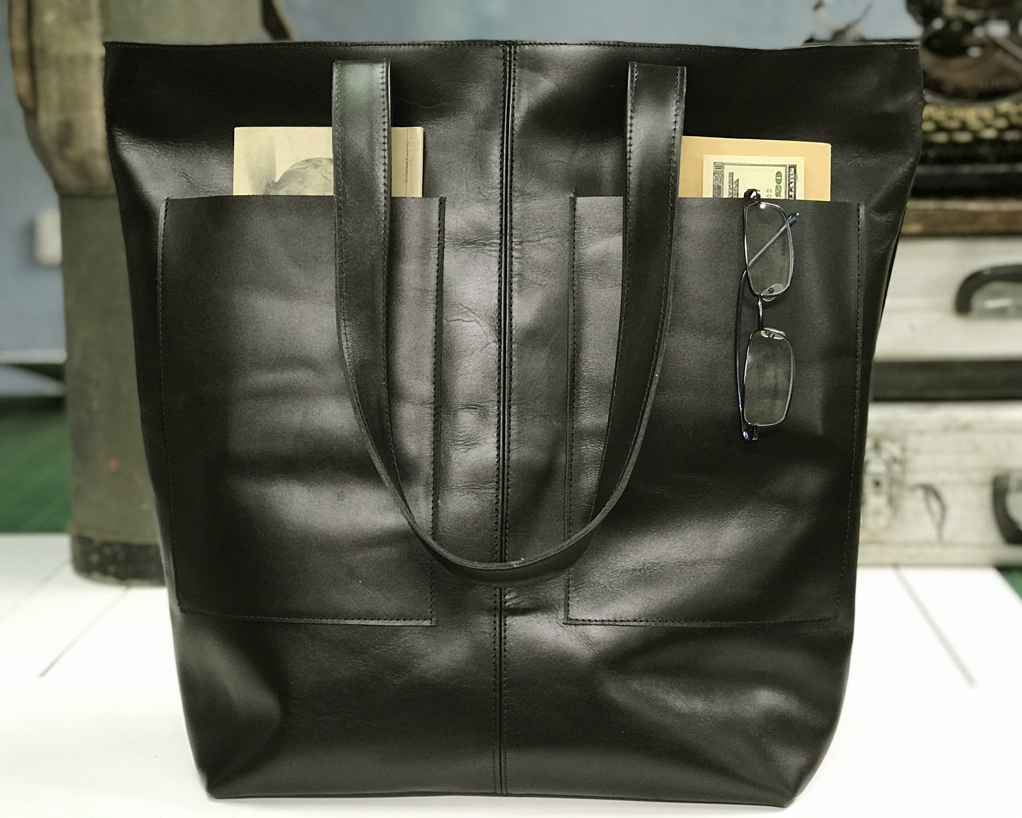 Black Leather Crossbody Tote Bag Large Black Leather Crossbody Etsy