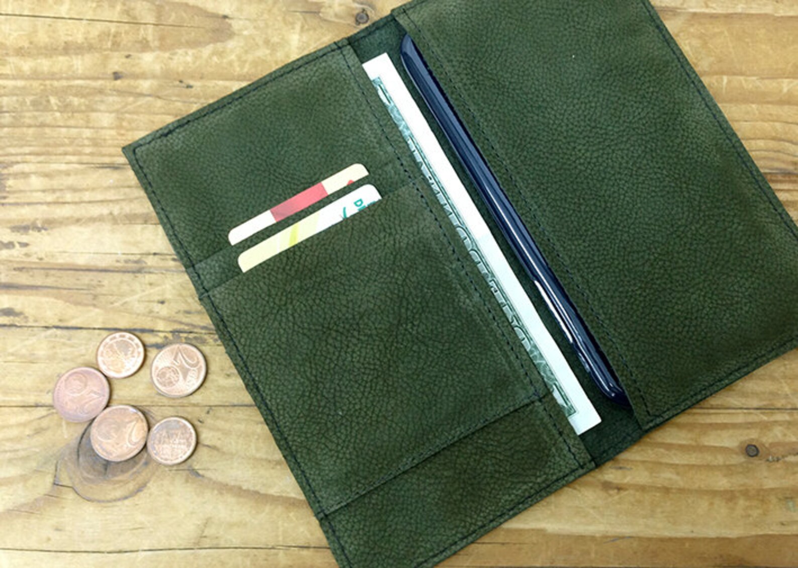 Sale Dark Green Leather Wallet Leather iPhone Wallet Case Etsy