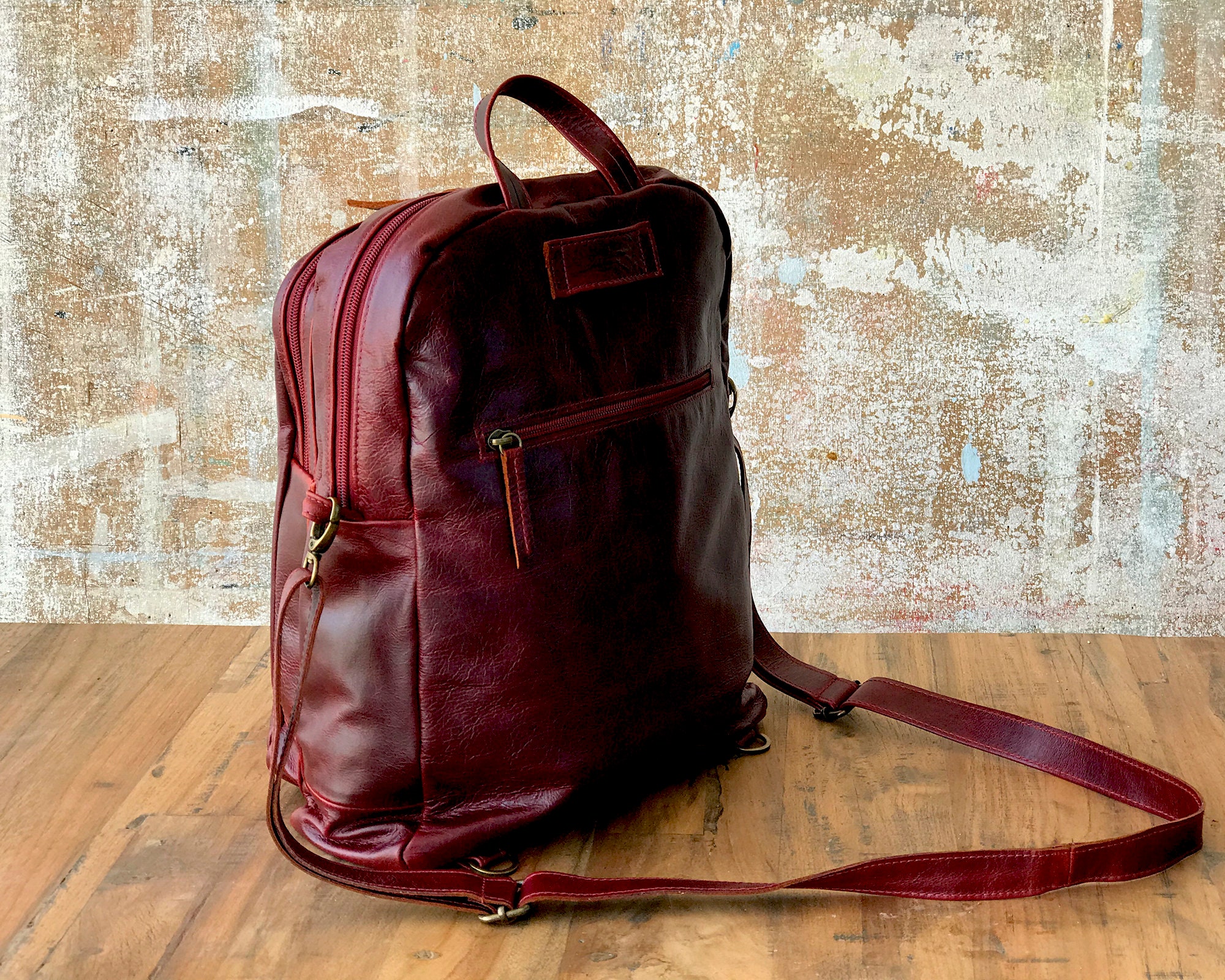 Leather Backpack Crossbody Convertible Backpack Purse Soft Etsy