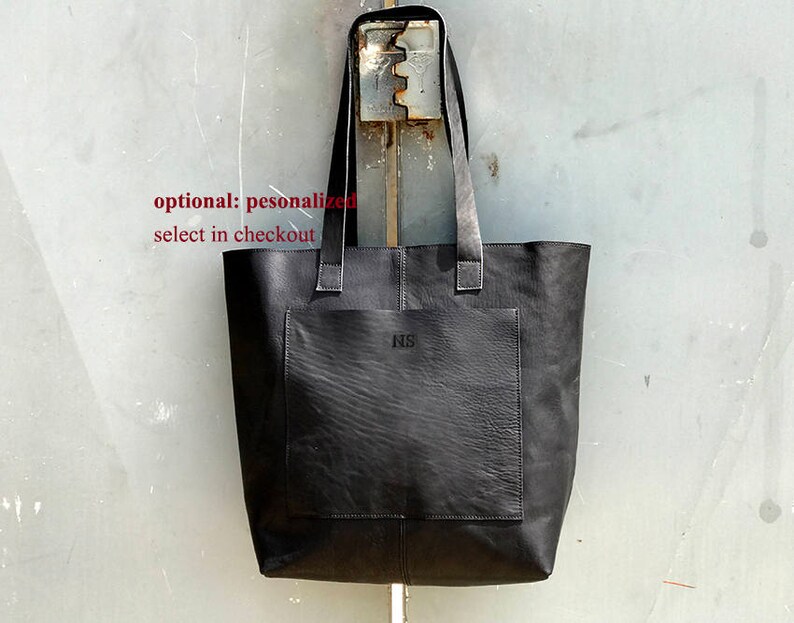 Leather tote bag Monogramed Leather shopper bag Crossbody tote leather tote crossbody Large leather market bag leather purse