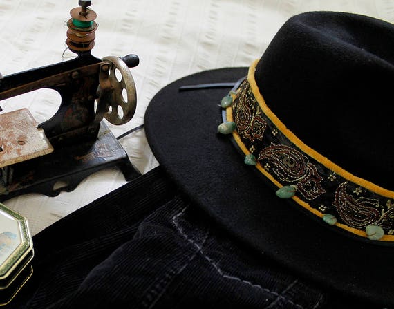 Black Fedora Hat Western Hat Wide Brimmed Fedora Hat Womans Felt Hat Womans Fedora Mens Fedora- Cowboy Hat