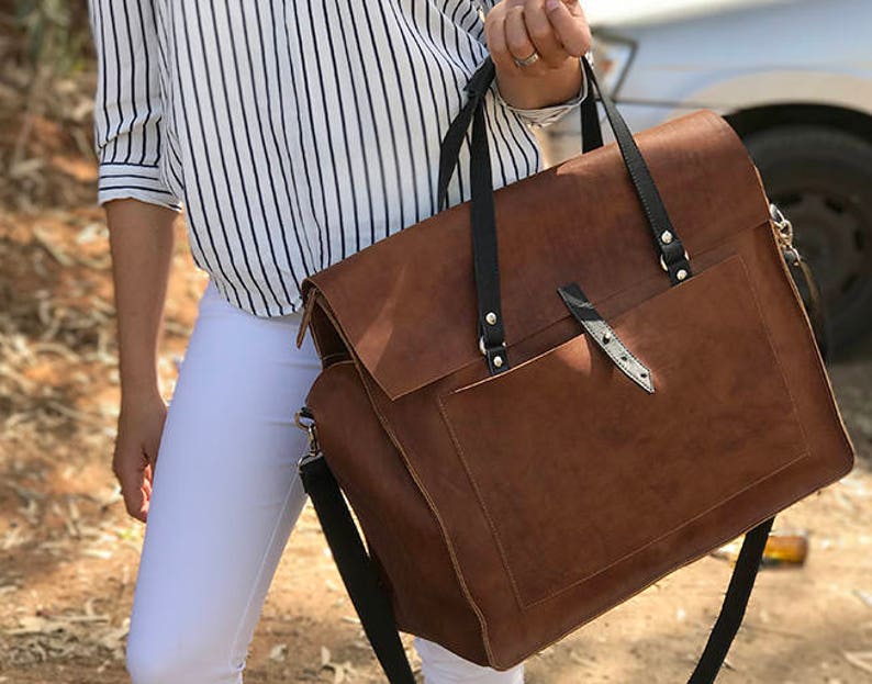 Leather Messenger Bag Leather Laptop Bag Women Leather Etsy