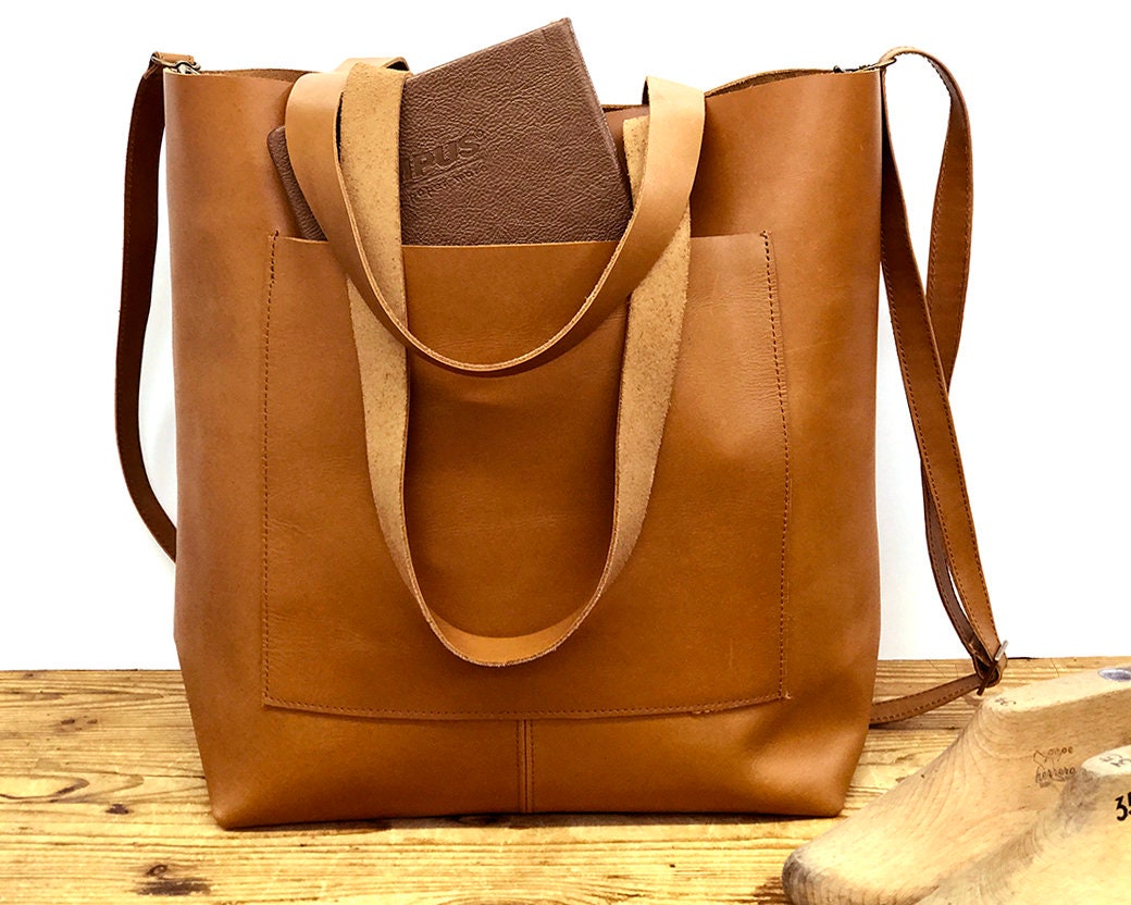 camel leather tote