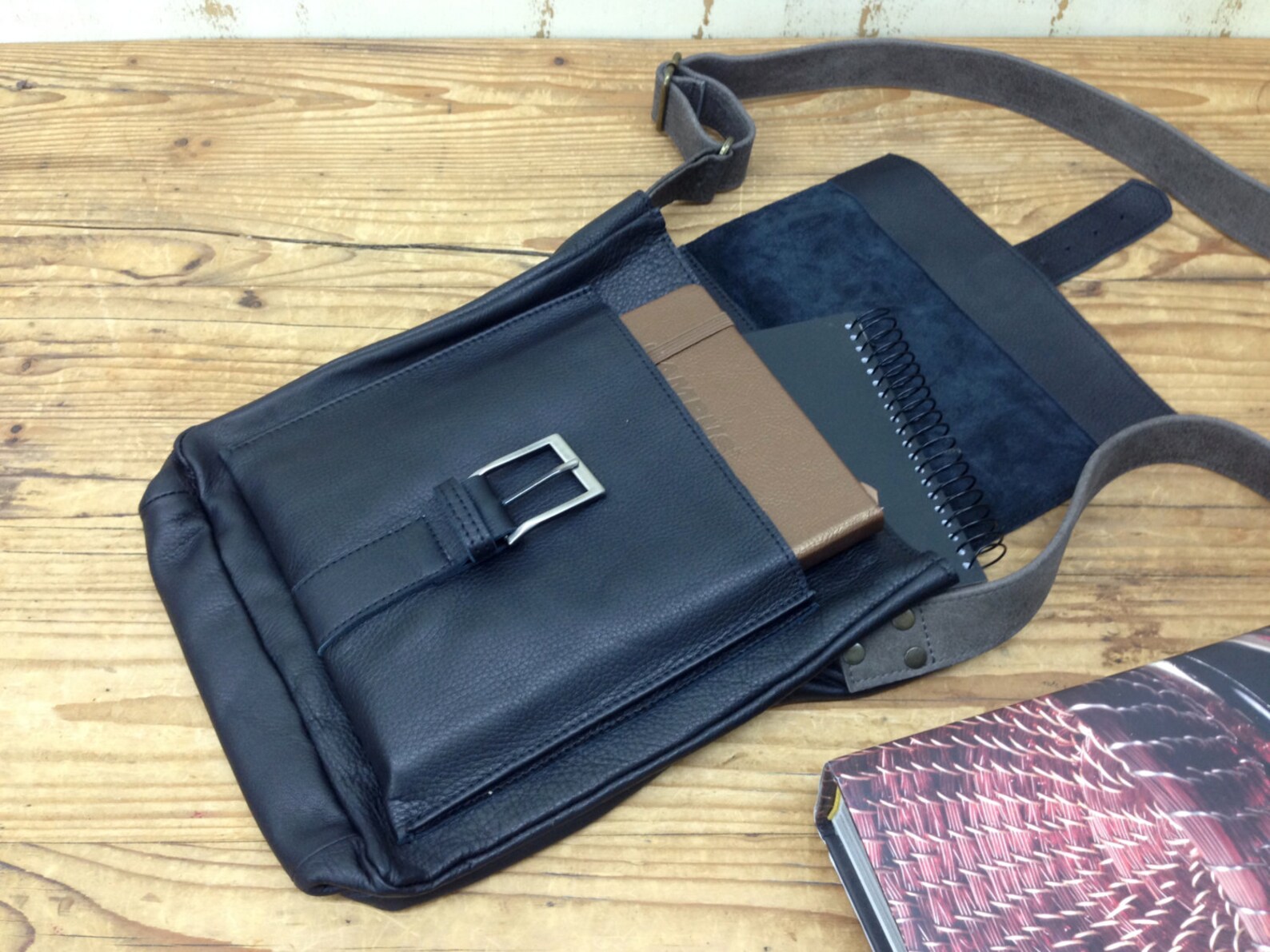 SALE Black Leather Messenger Bag Small Men's Bag Etsy