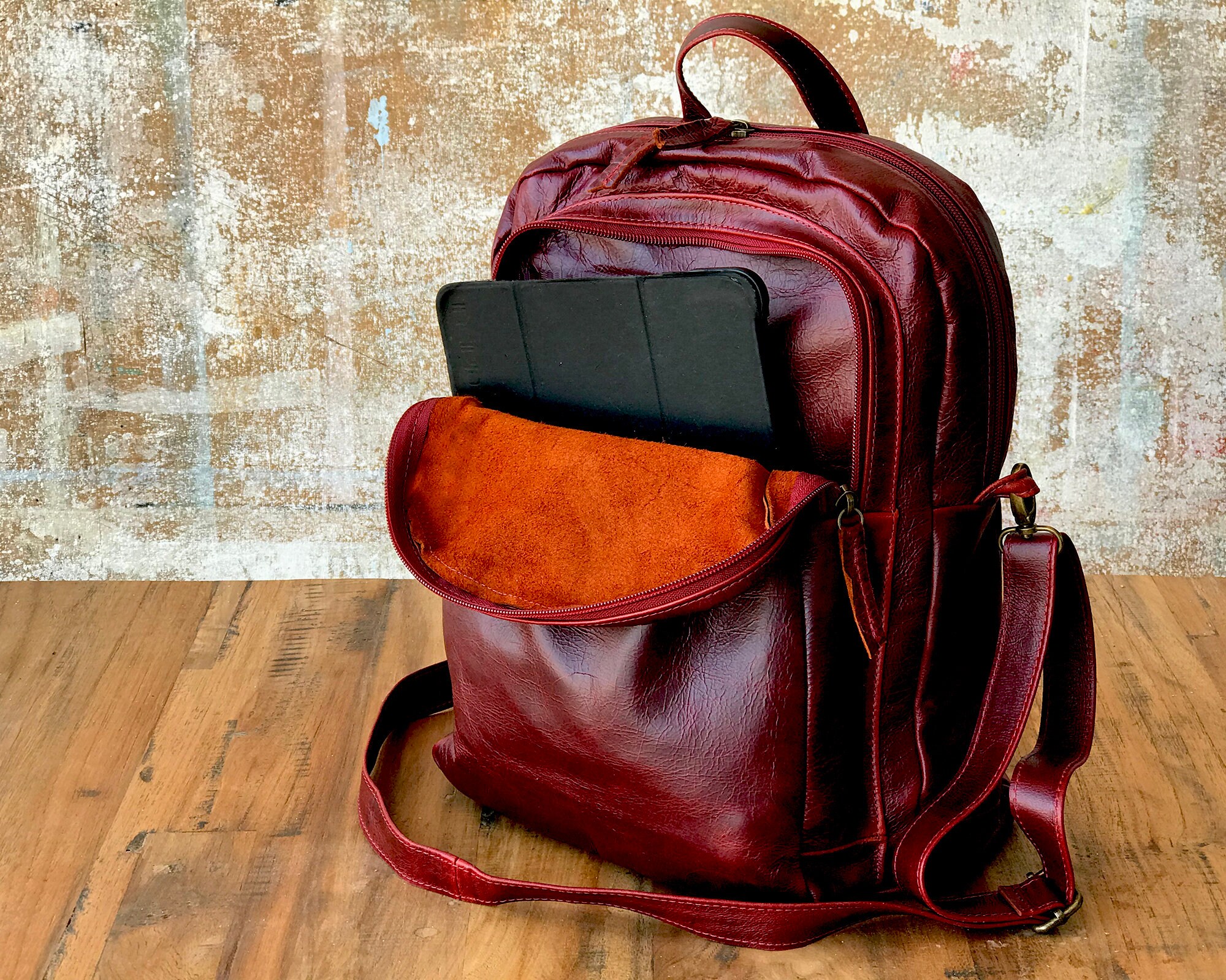 Leather Backpack Crossbody Convertible Backpack Purse Soft Etsy