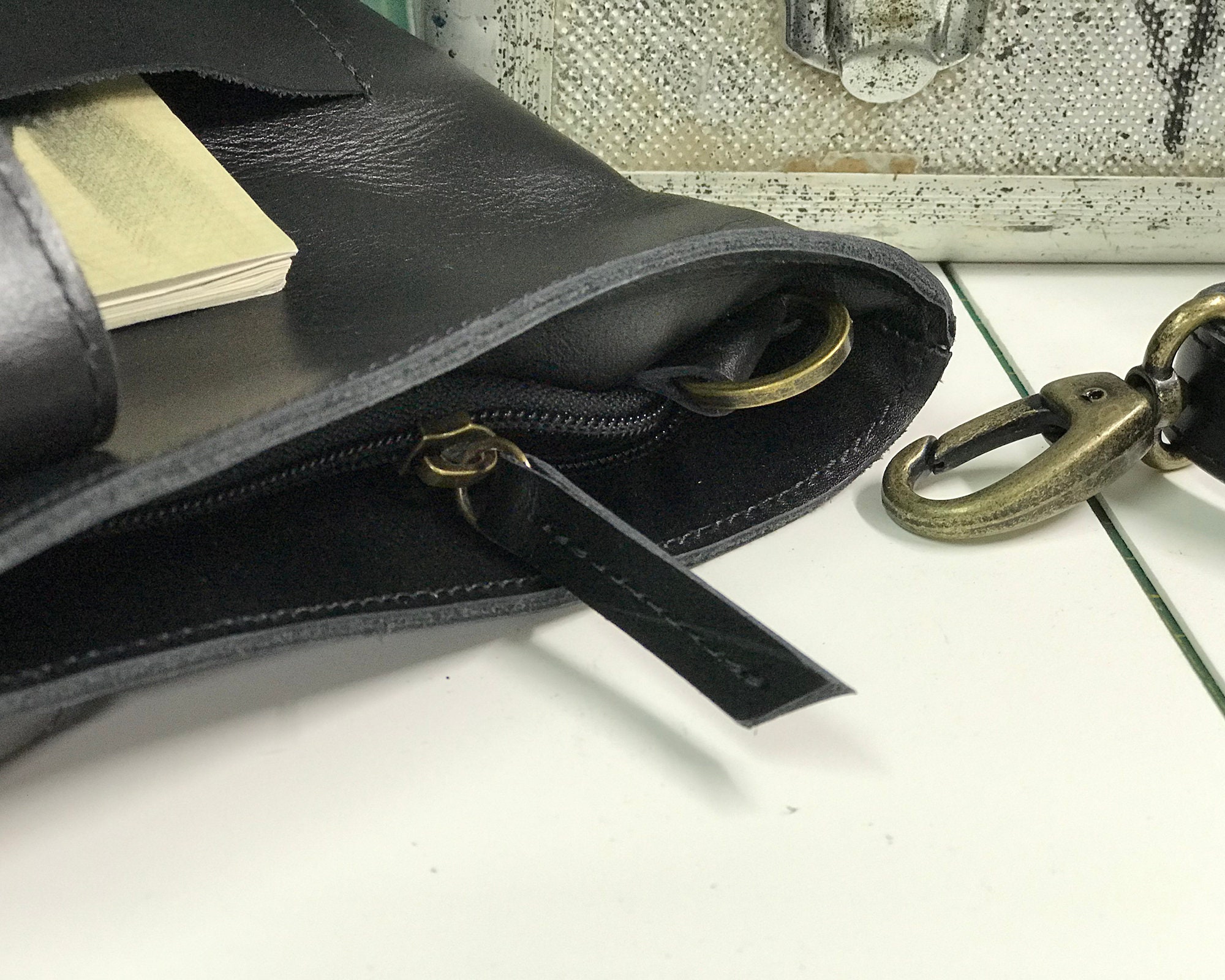 Black Leather Crossbody Tote Bag Large Black Leather Crossbody Etsy