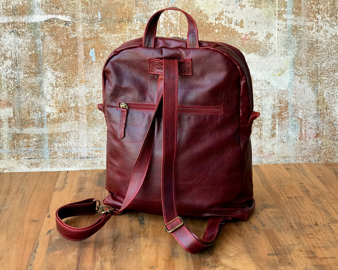 Leather Backpack Crossbody Convertible Backpack Purse Soft Etsy