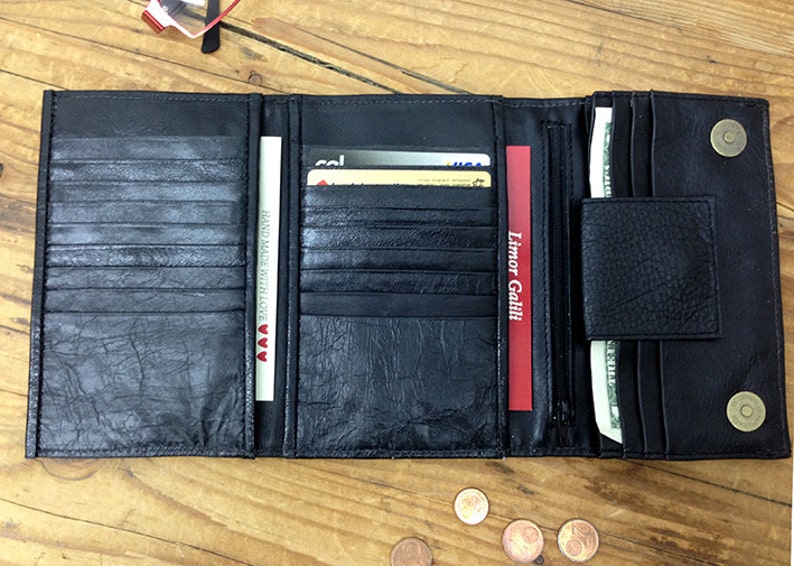 Sale Black leather Women wallet handmade wallet leather Etsy