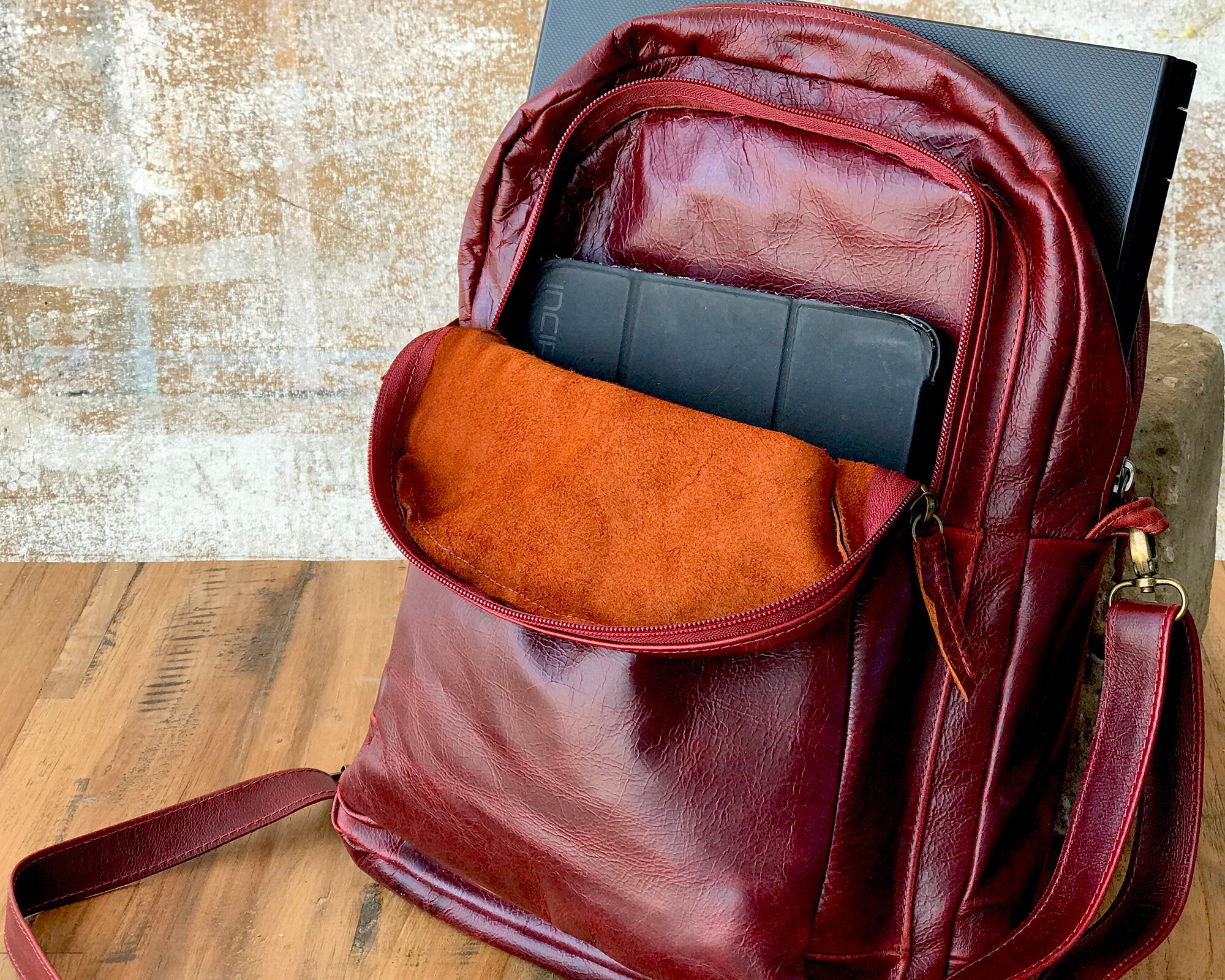 Leather Backpack Crossbody Convertible Backpack Purse Soft Etsy