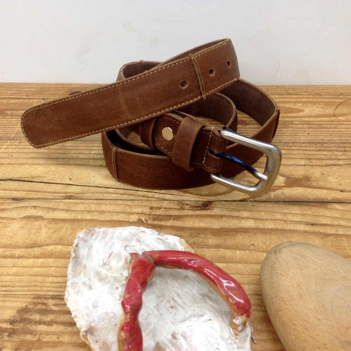 Sale Vintage brown Leather belt Men's / Womens Belt Etsy