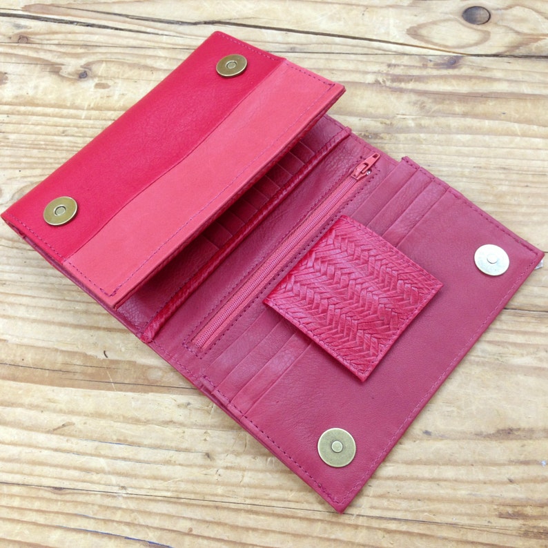 Sale Red Women Leather Wallet women's leather wallet Etsy
