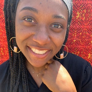 Gold Hoop Earring Set: Champagne Gemstone Bracelet, Bold Statement Jewelry