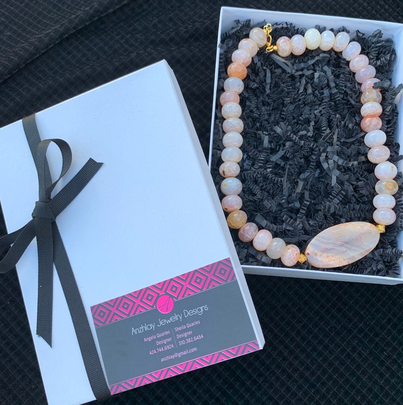 Agate Gemstone Necklace Agate Necklace Agate Statement Necklace