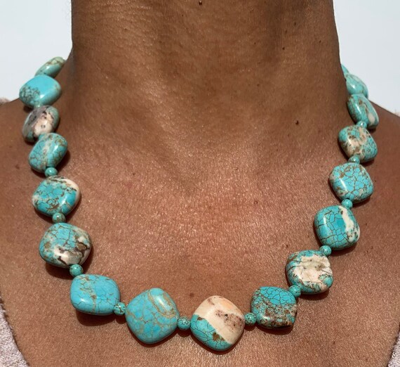 Turquoise Necklace Blue Statement Necklaces Handmade Jewelry