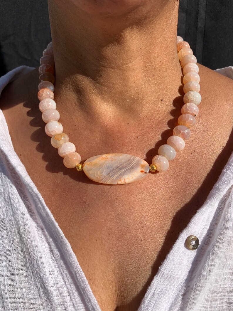 Agate Gemstone Necklace Agate Necklace Agate Statement Necklace