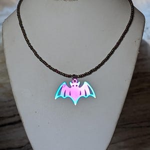 Halloween Iridescent Bat Necklace