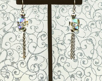 Rare Swarovski Skull AB Drop Earrings