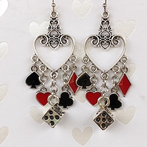 Orecchini con dadi a cuore Lucky Poker