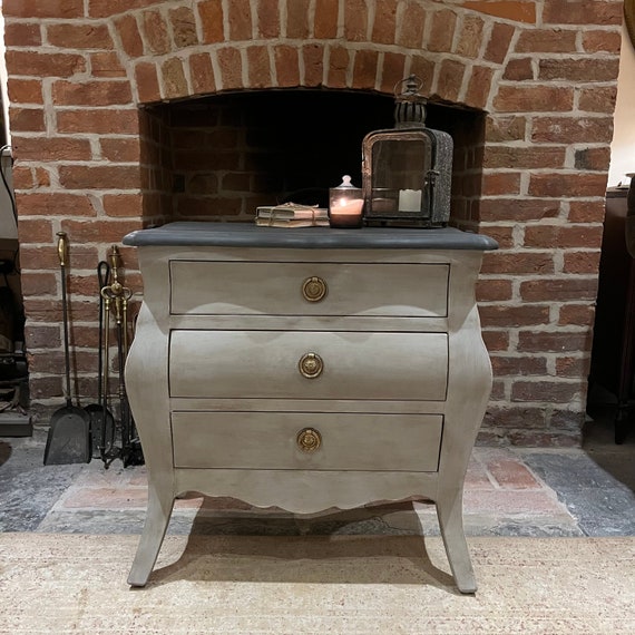 Grey shabby chic bedside table discount