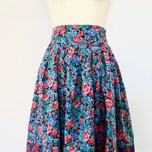 1980s Laura Ashley Floral Prairie Skirt: High Waist Cotton