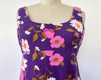 1960s DAISY Maxi Dress Mid Century Mod Squad Vintage Floral Sz 6