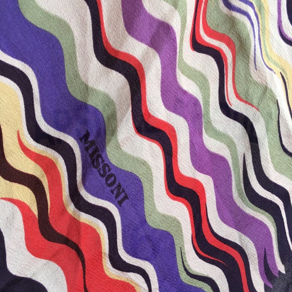 MISSONI Scarf Square Silk Scarf Graphic WAVES Silk