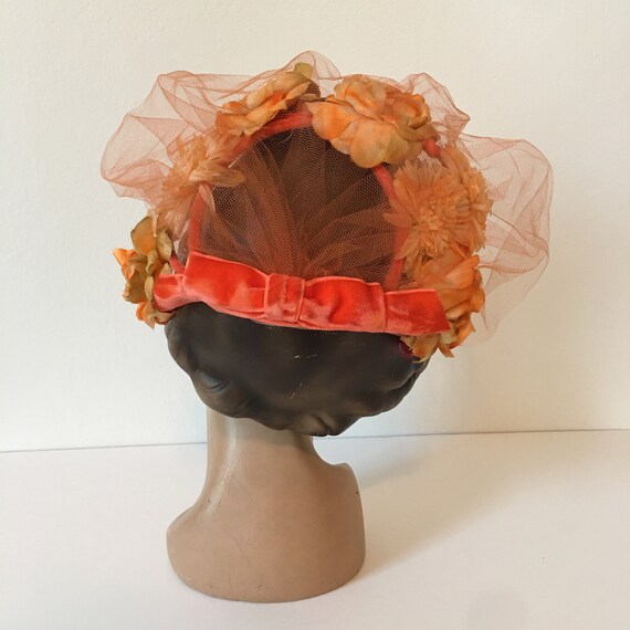 1950s Saffron Rose Cocktail Hat Juliette Day Hat … - image 3