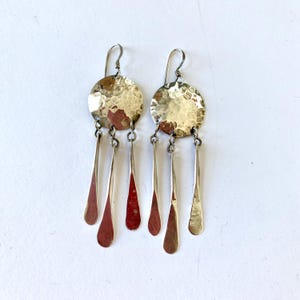 Pendientes vintage de plata martillada de mediados de siglo hechos a mano