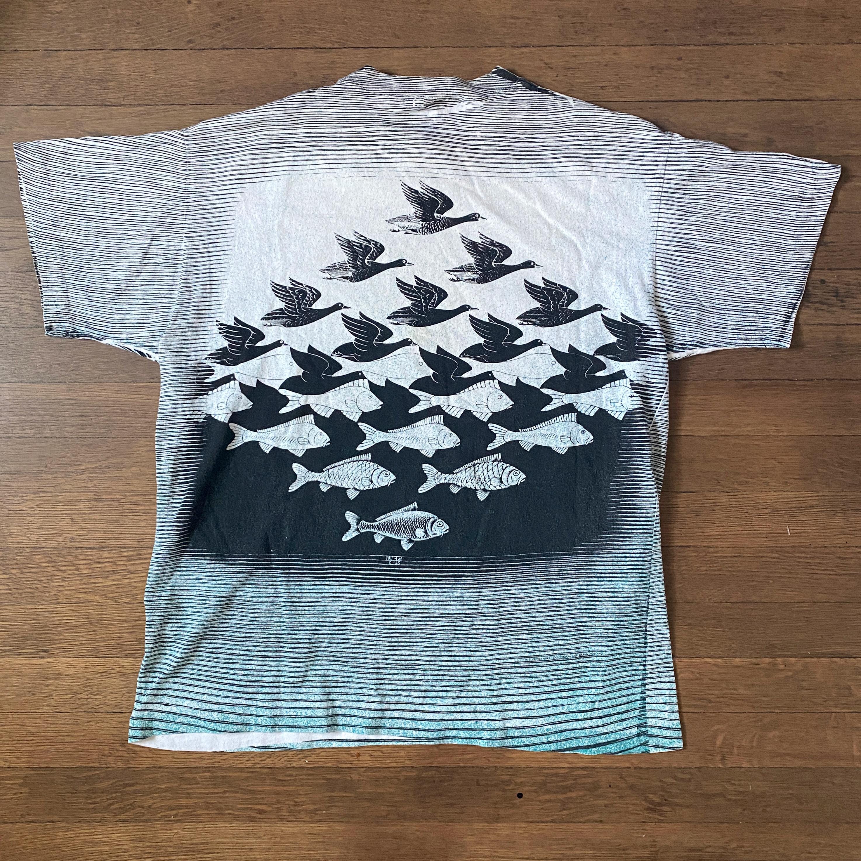 80s エッシャー 空と水 ビンテージ Tシャツ MC ECHER 黒