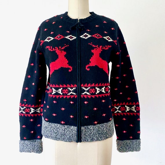 Vintage Ralph Lauren Wool Novelty Deer Sweater Zi… - image 2