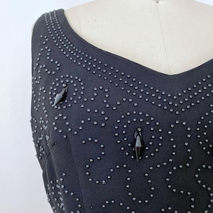 1960s Beaded Cocktail Dress, Black Vintage Wiggle Dress, Size 6/8