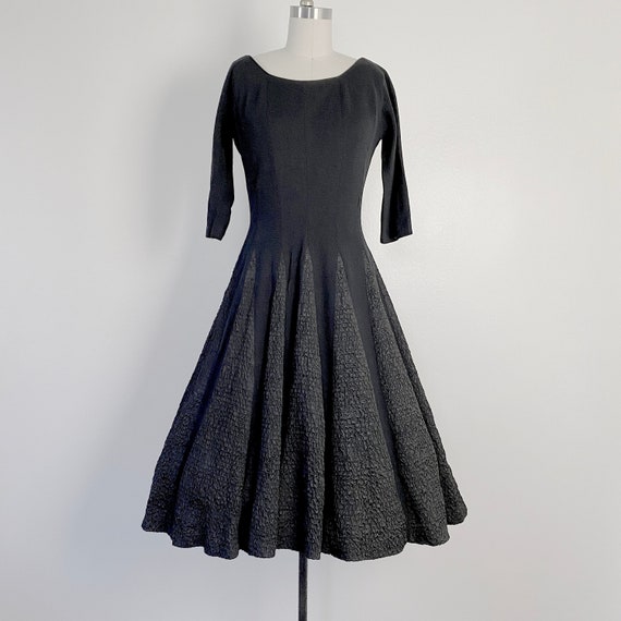 1950s Dress Black Wool Dress SKATER style dress Vintage Party | Etsy